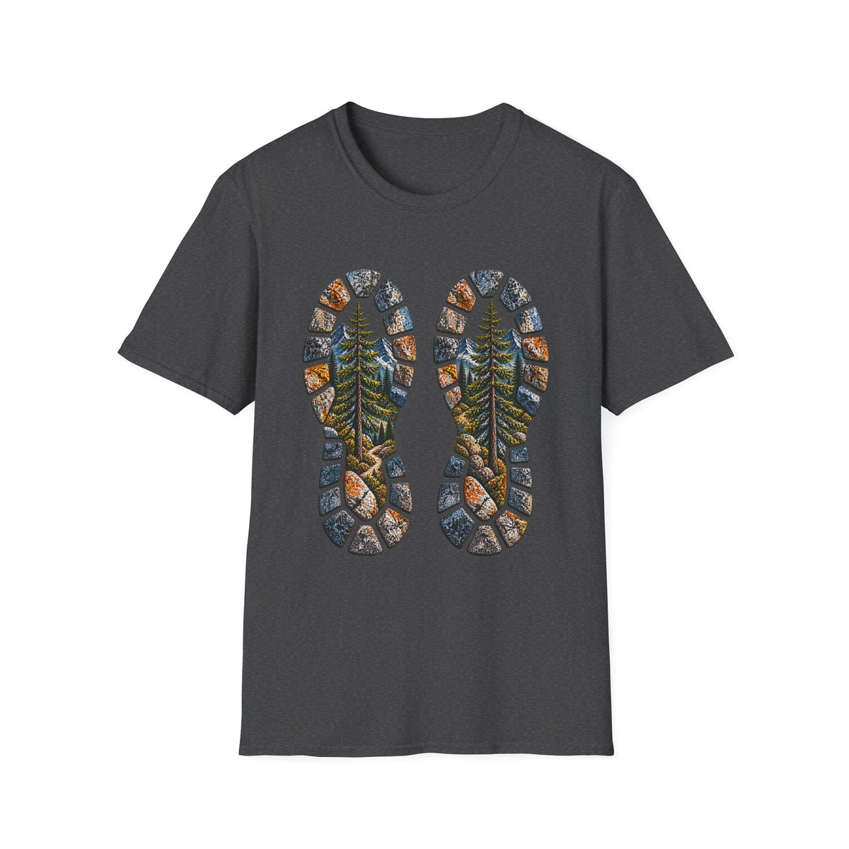 Hiking Bootprint T‑Shirt — Mountain Trail Nature Graphic Tee