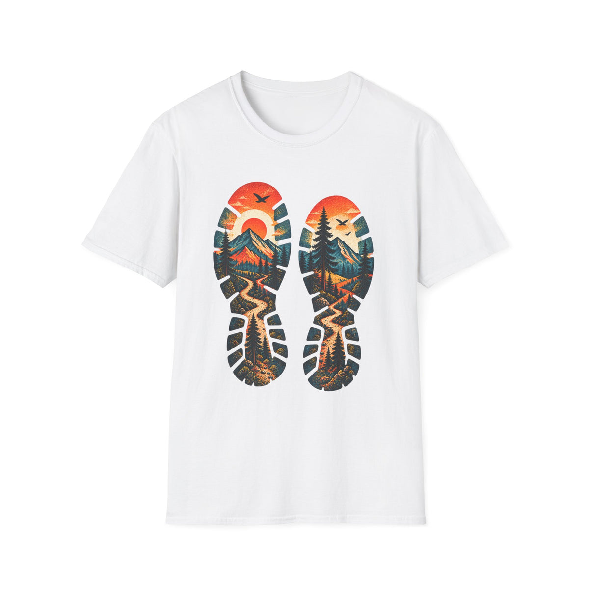 Trail Print T-Shirt — Mountain Sunrise Hiking Tee