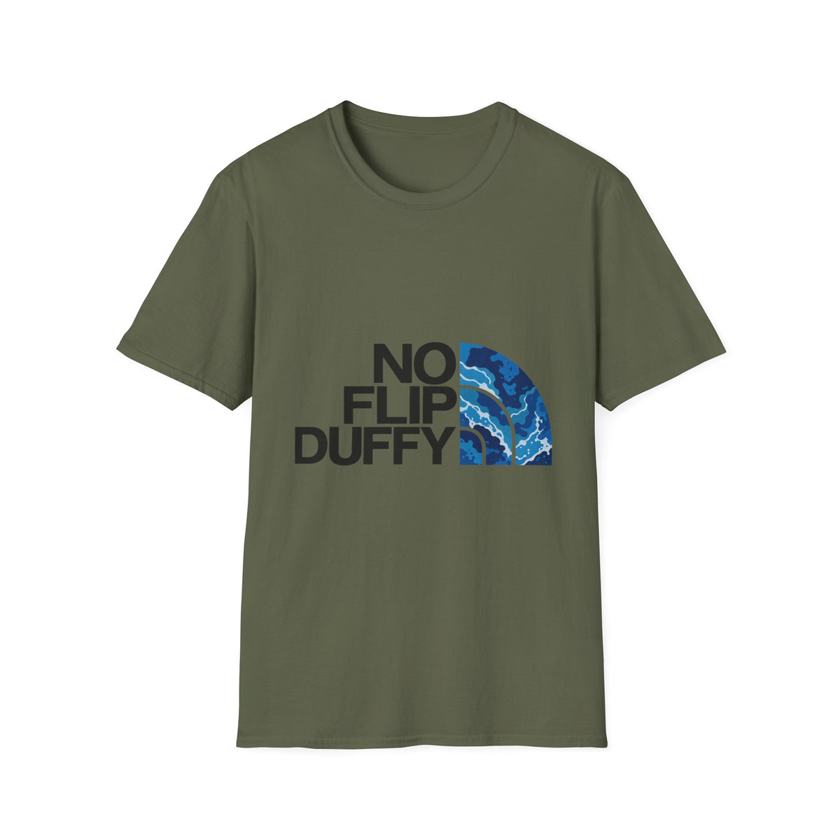 T-Shirt — "No Flip Duffy" Surf Vibe Graphic Tee