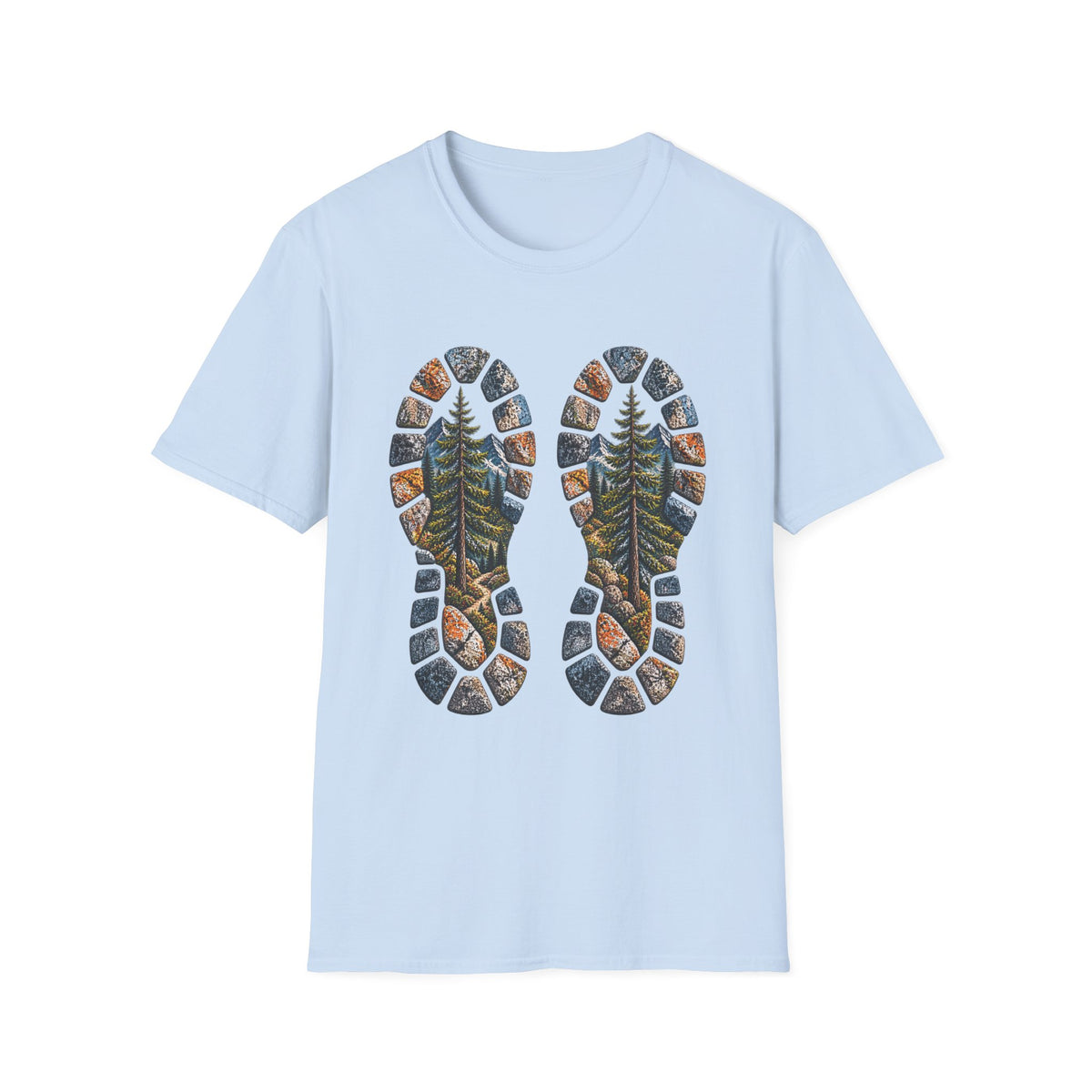 Hiking Bootprint T‑Shirt — Mountain Trail Nature Graphic Tee