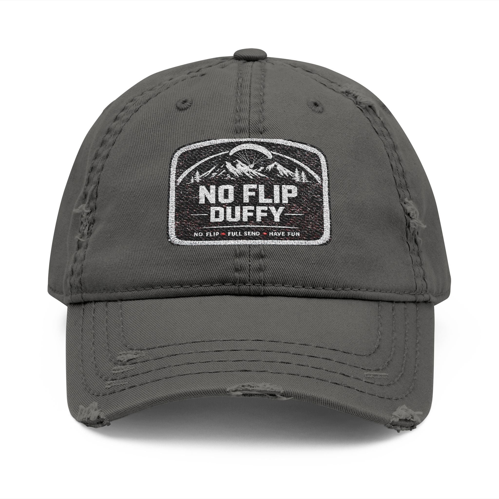 No Flip Duffy Embroidered Distressed Dad Hat