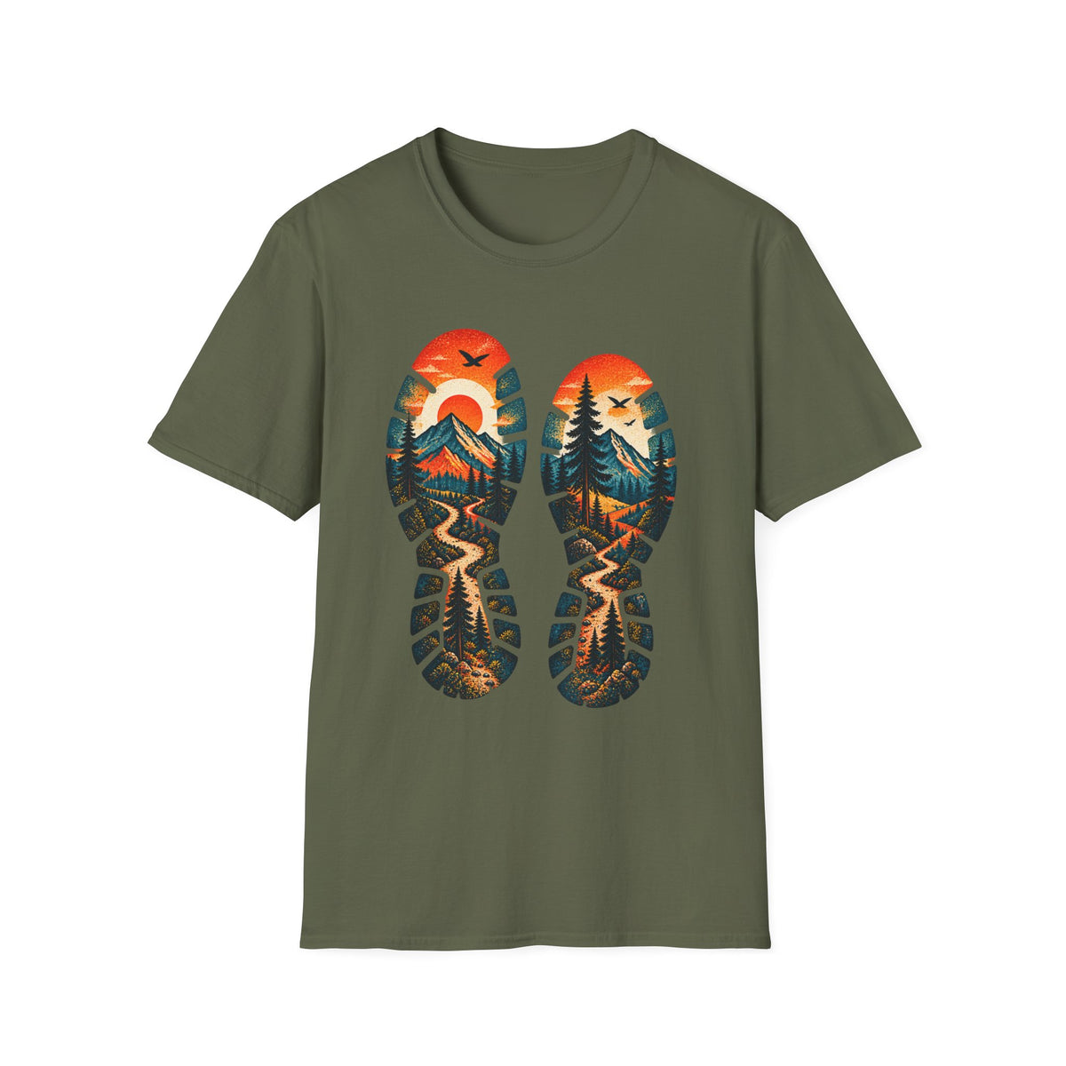 Trail Print T-Shirt — Mountain Sunrise Hiking Tee