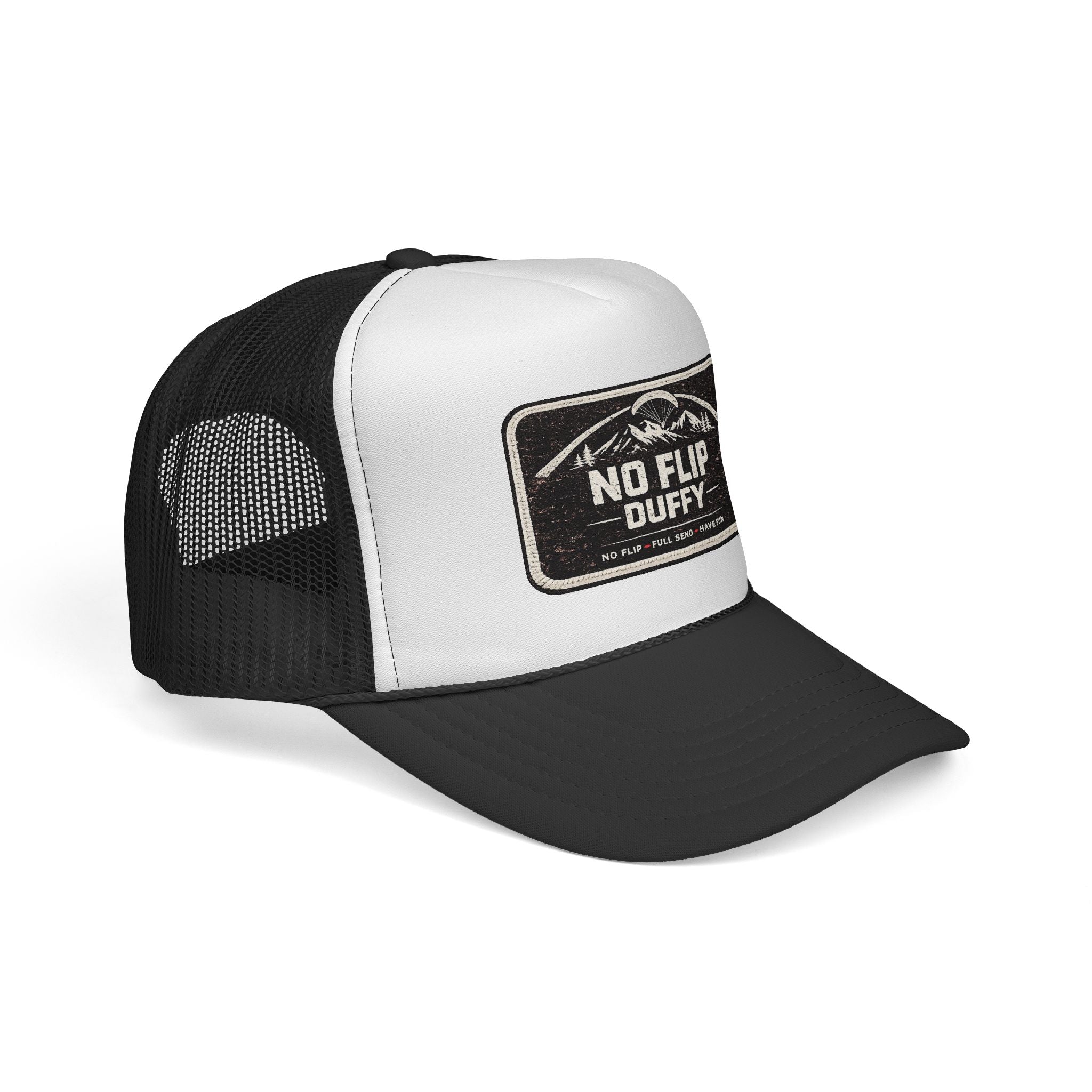 No Flip Duffy Trucker Cap – Vintage Mountain Patch Mesh Hat