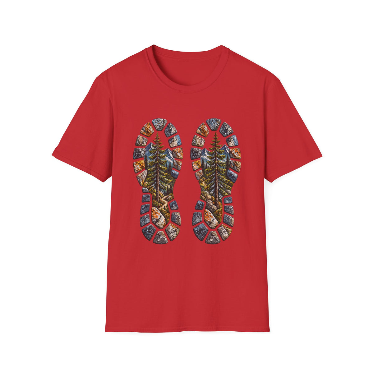 Hiking Bootprint T‑Shirt — Mountain Trail Nature Graphic Tee