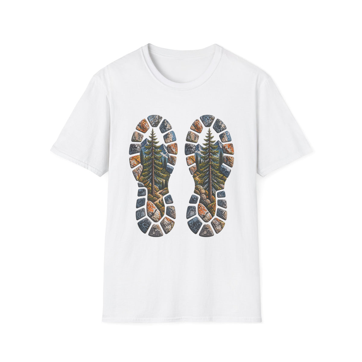 Hiking Bootprint T‑Shirt — Mountain Trail Nature Graphic Tee