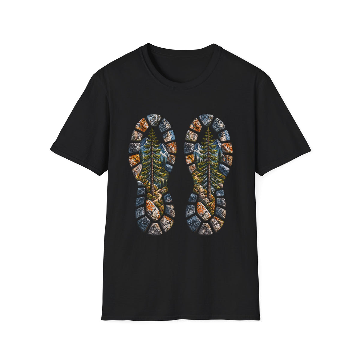 Hiking Bootprint T‑Shirt — Mountain Trail Nature Graphic Tee