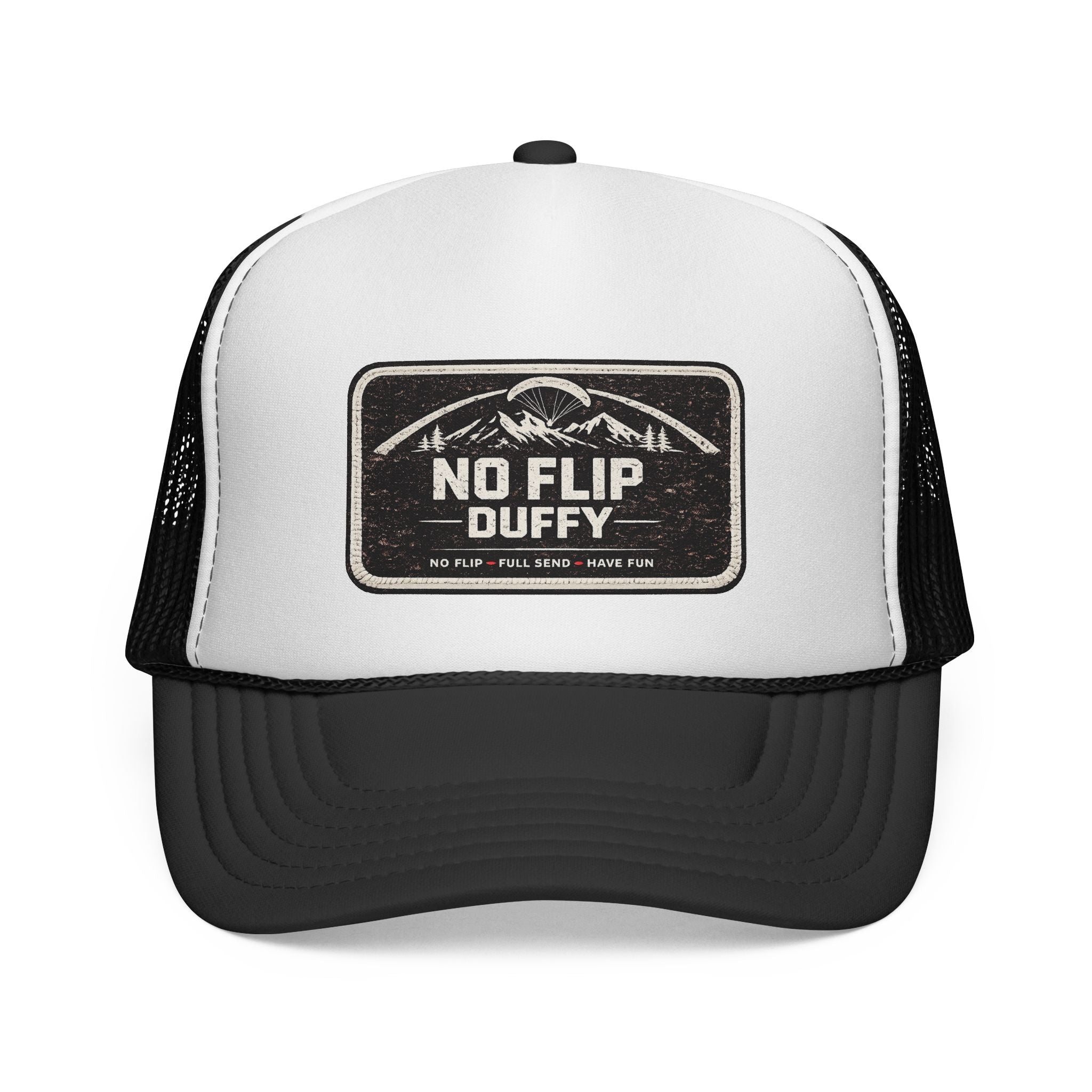 No Flip Duffy Trucker Cap – Vintage Mountain Patch Mesh Hat