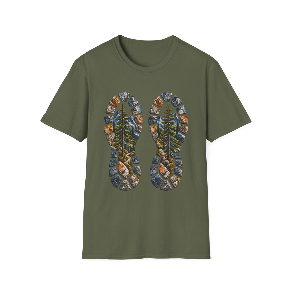 Hiking Bootprint T‑Shirt — Mountain Trail Nature Graphic Tee