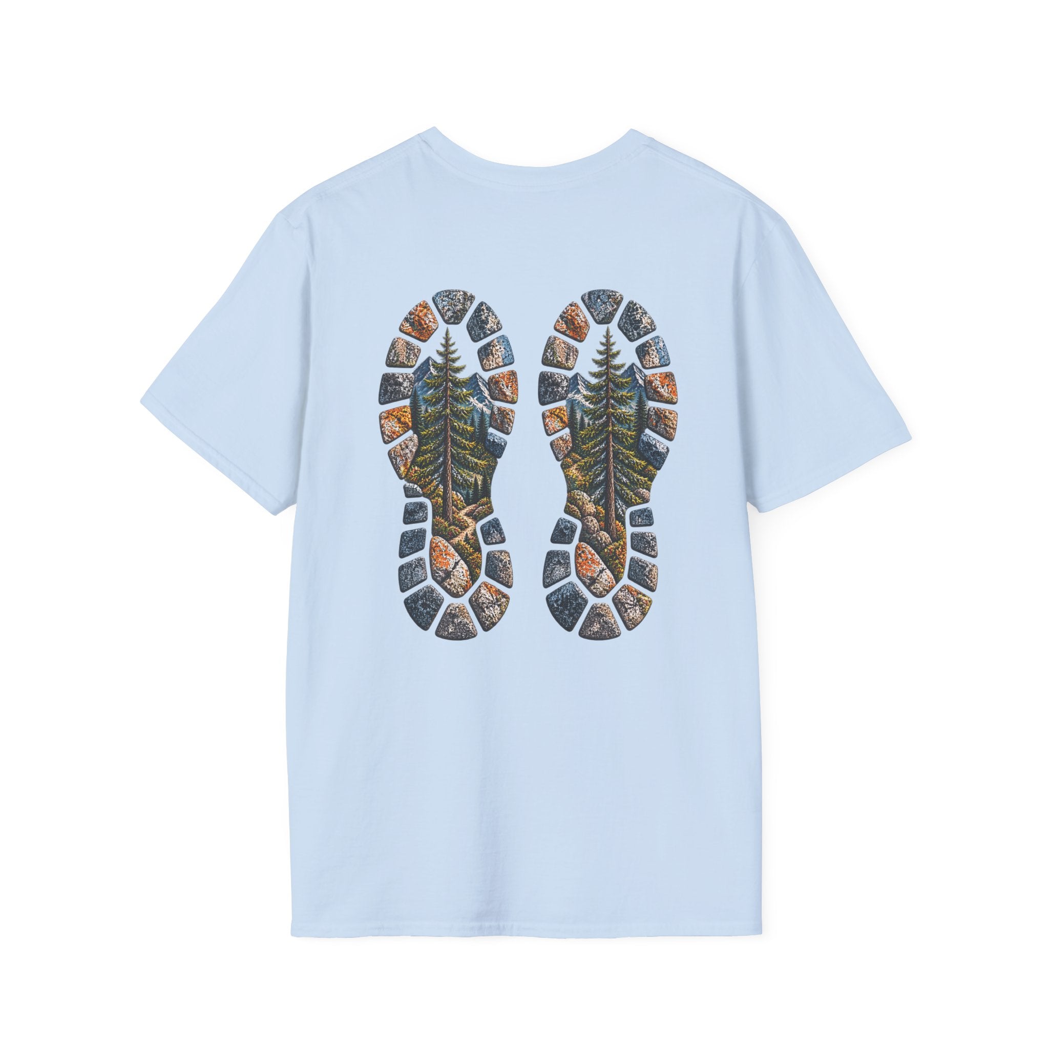 Hiking Bootprint T‑Shirt — Mountain Trail Nature Graphic Tee