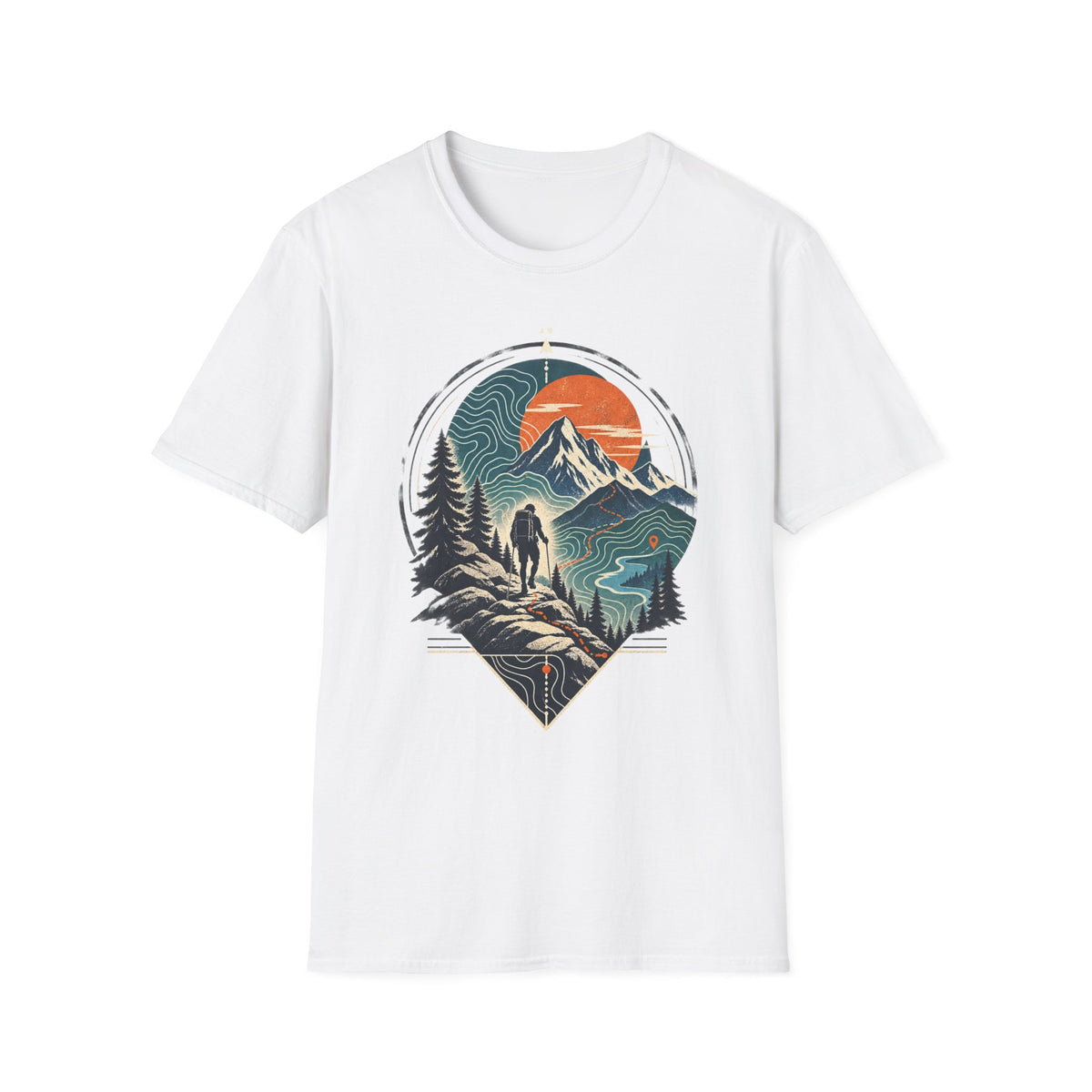 Mountain Sunset T-Shirt — Retro Outdoor Hiking Graphic Tee