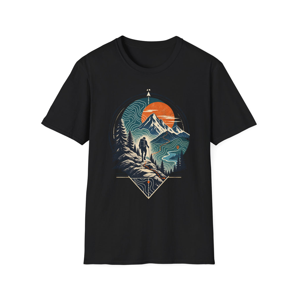 Mountain Sunset T-Shirt — Retro Outdoor Hiking Graphic Tee