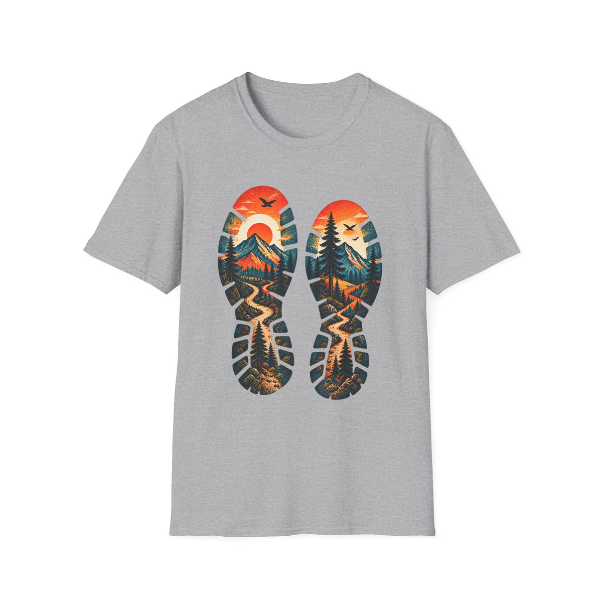 Trail Print T-Shirt — Mountain Sunrise Hiking Tee