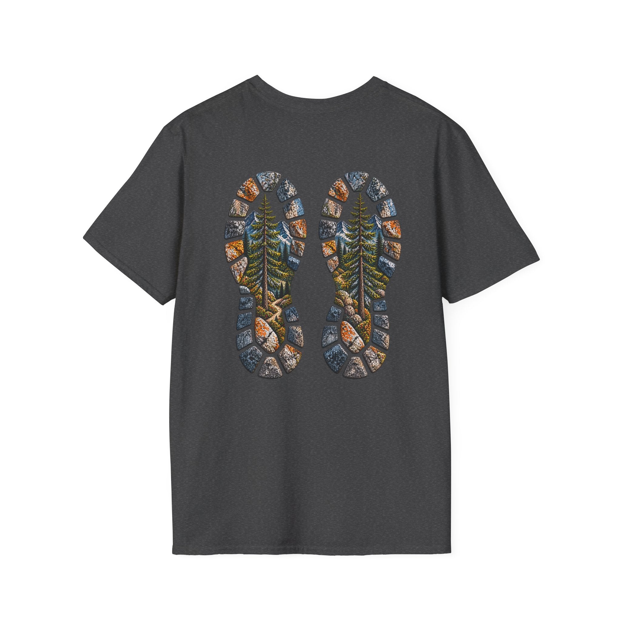 Hiking Bootprint T‑Shirt — Mountain Trail Nature Graphic Tee