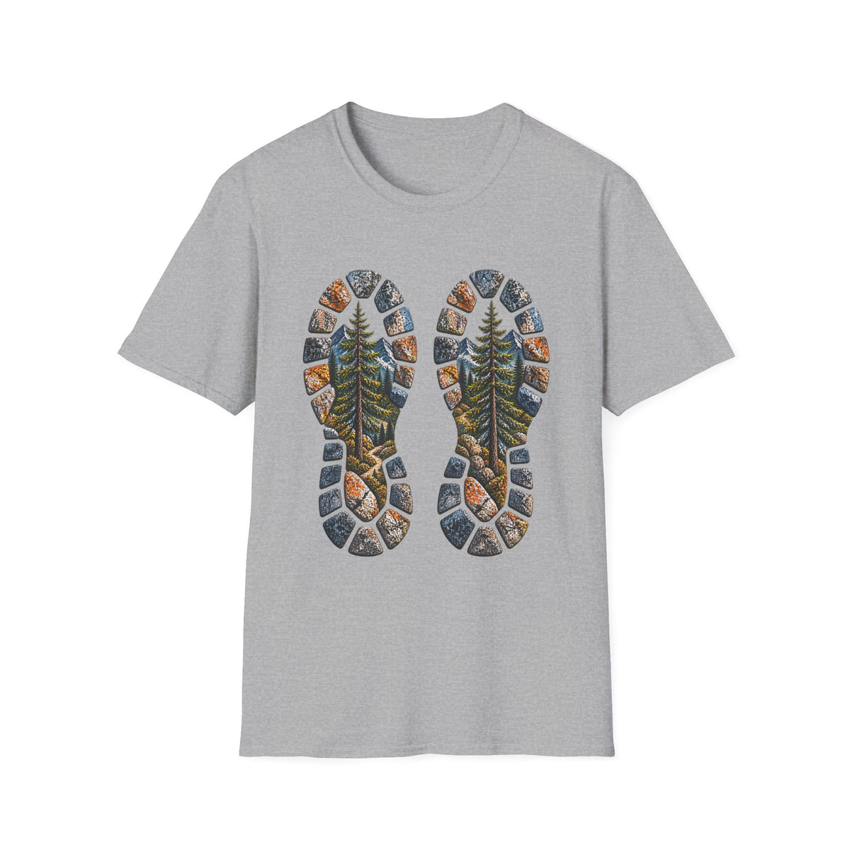 Hiking Bootprint T‑Shirt — Mountain Trail Nature Graphic Tee