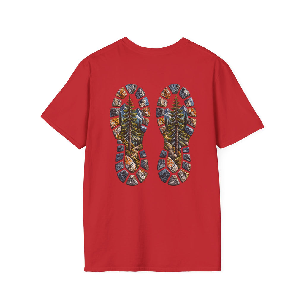 Hiking Bootprint T‑Shirt — Mountain Trail Nature Graphic Tee