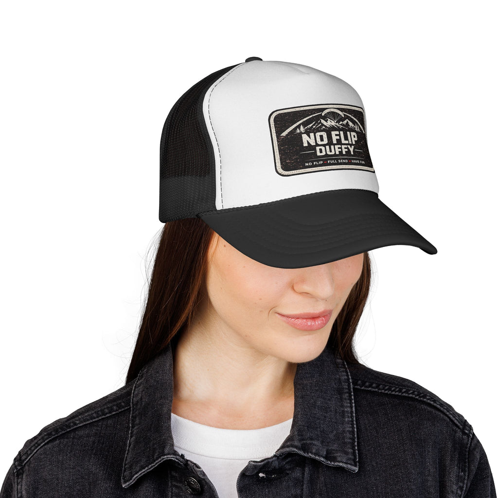 No Flip Duffy Trucker Cap – Vintage Mountain Patch Mesh Hat