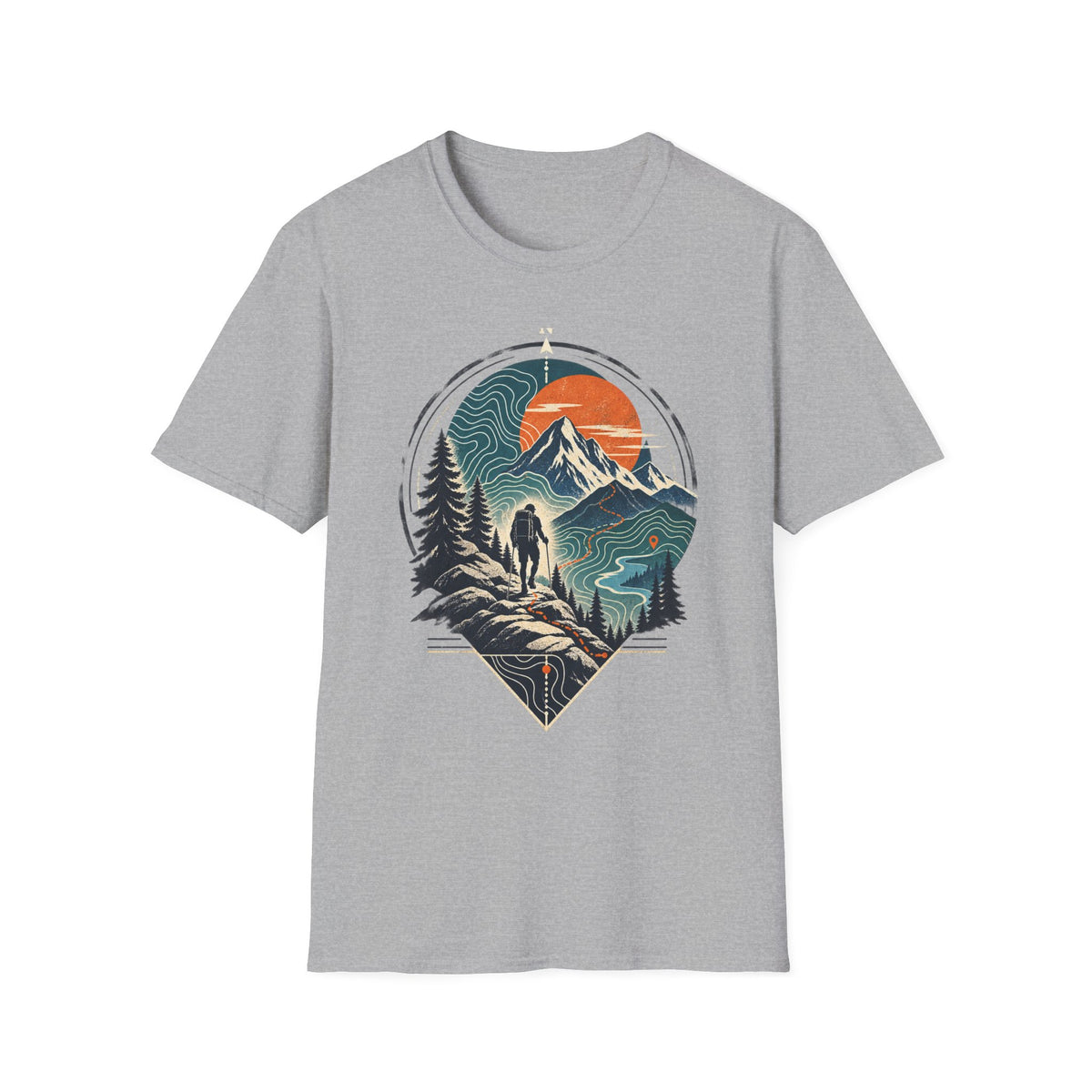 Mountain Sunset T-Shirt — Retro Outdoor Hiking Graphic Tee