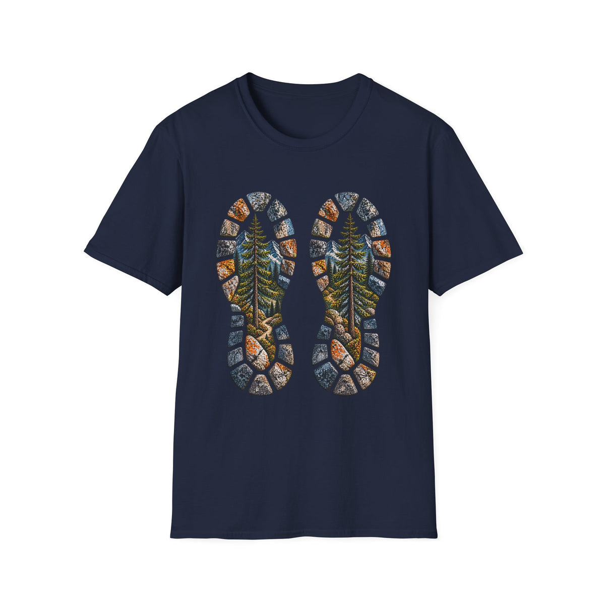 Hiking Bootprint T‑Shirt — Mountain Trail Nature Graphic Tee