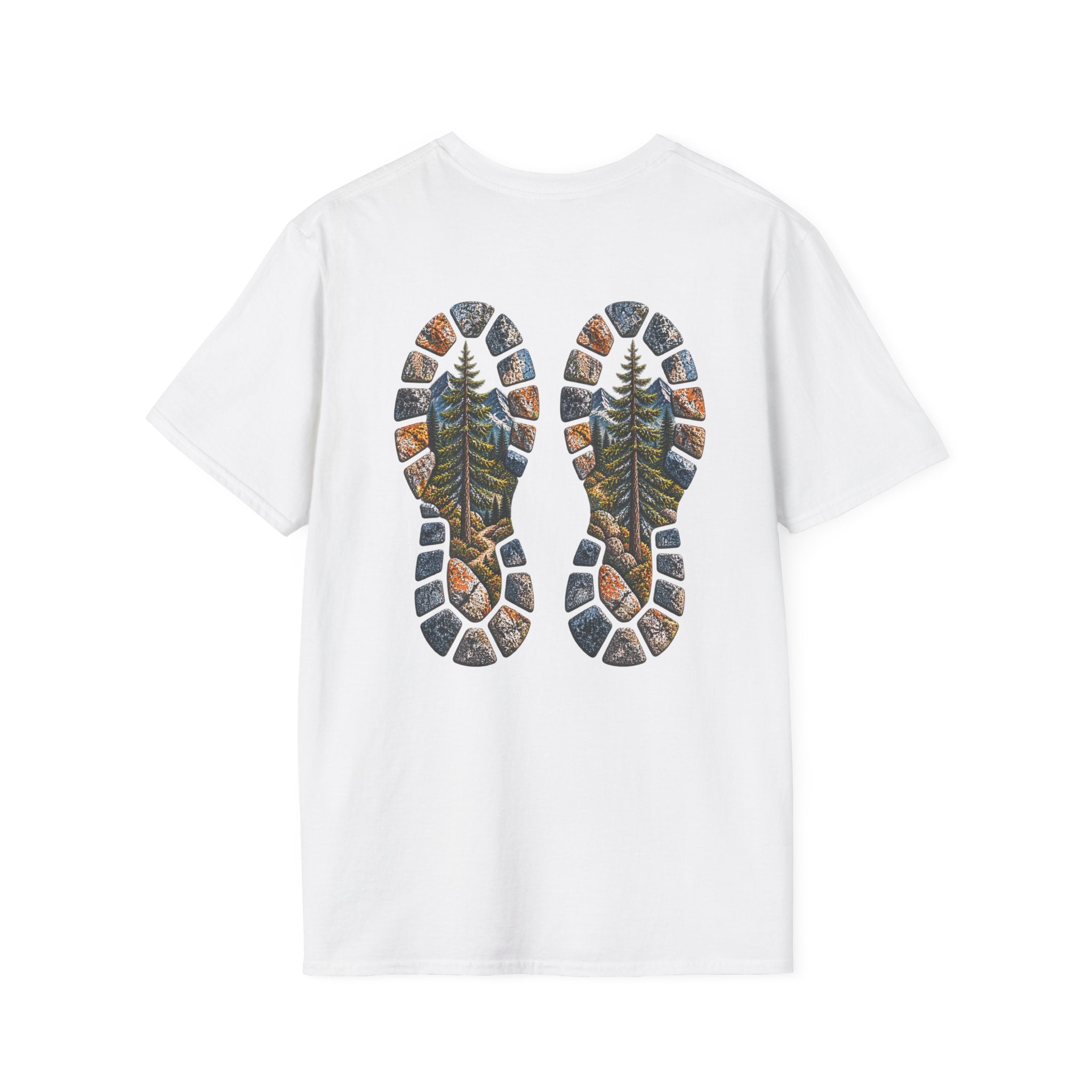 Hiking Bootprint T‑Shirt — Mountain Trail Nature Graphic Tee