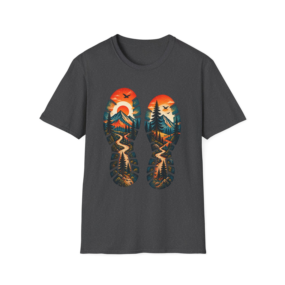 Trail Print T-Shirt — Mountain Sunrise Hiking Tee