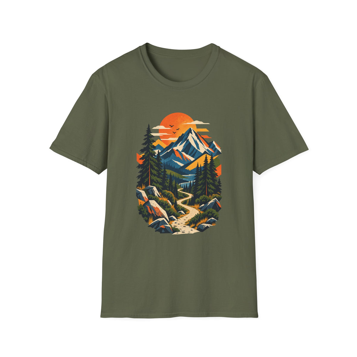 Mountain Sunset T‑Shirt — Scenic Retro Outdoor Landscape Tee